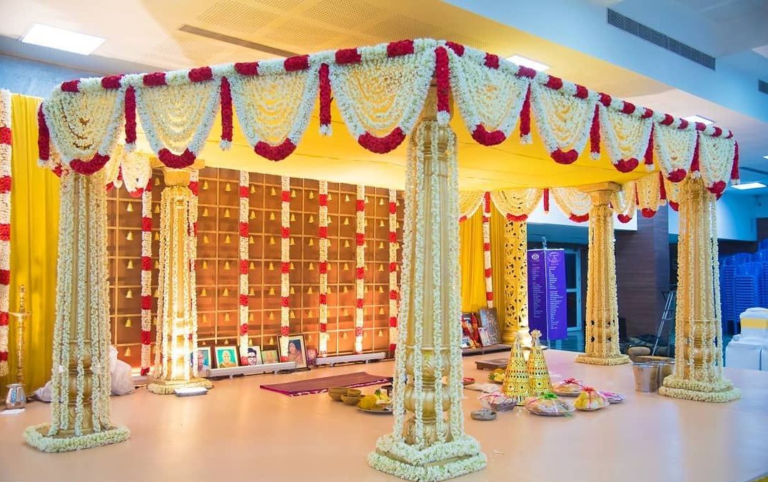 White & Red Floral Draping